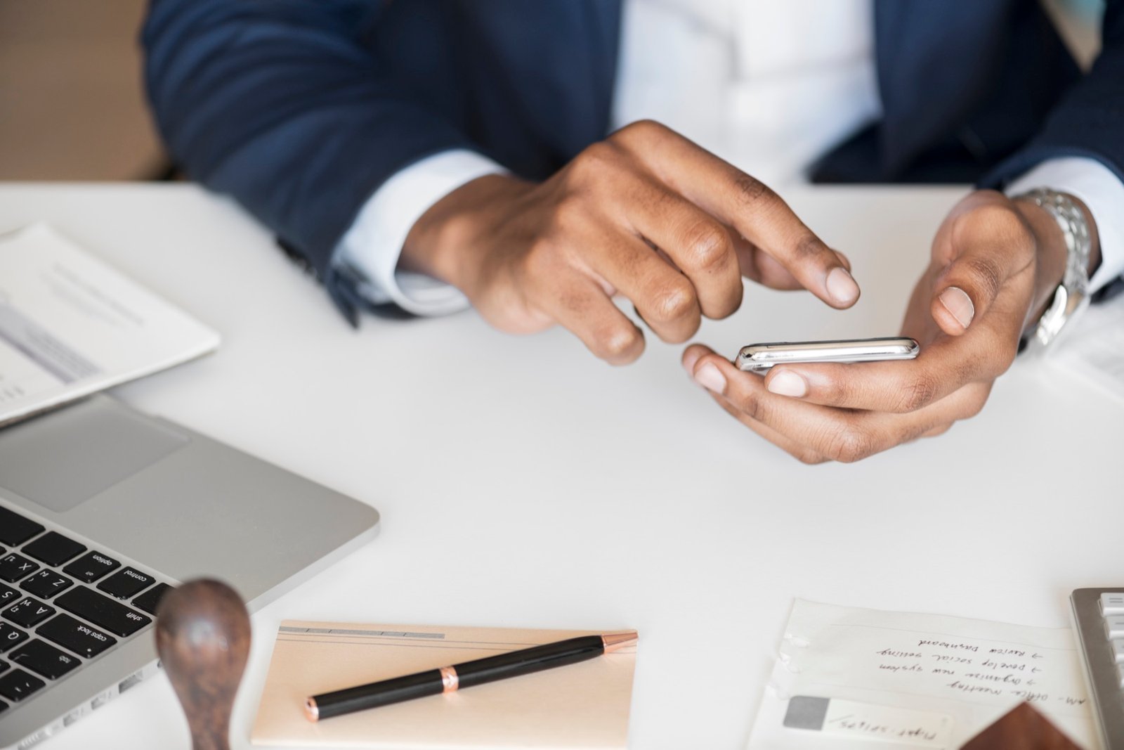 Business professional using a mobile digital service