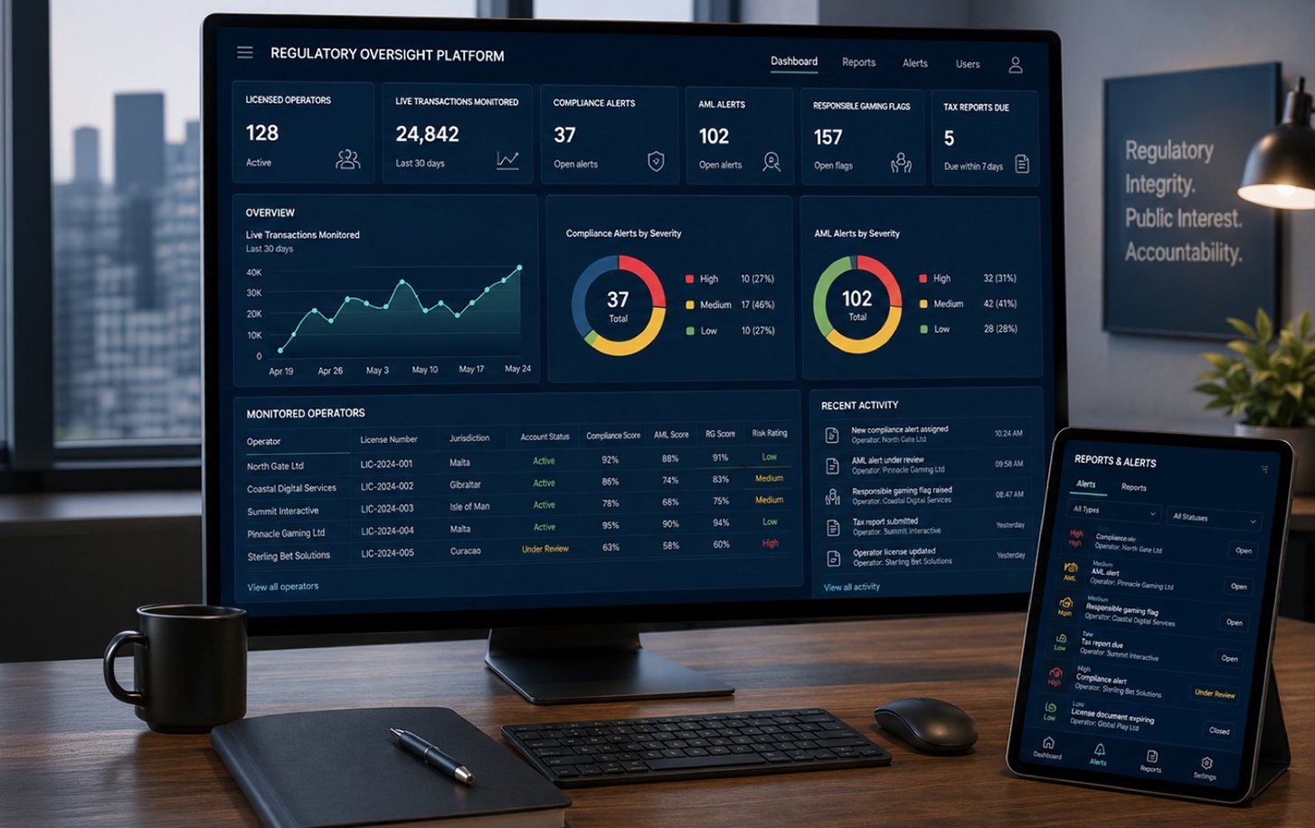 Regulatory Oversight Platform displayed across responsive devices